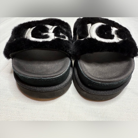 UGG Australia Laton Fur platform Slides for Women Sandal Black NWOT 6.5 - Picture 8 of 10